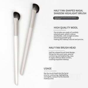 Set of ten white synthetic makeup brushes with ultra-fine flat, angled, and silkworm blade tips for eyeliner, eyebrows, eyeshadow, and detailed eye makeup application.