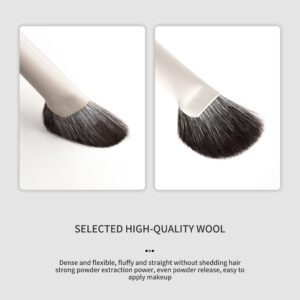 Set of ten white synthetic makeup brushes with ultra-fine flat, angled, and silkworm blade tips for eyeliner, eyebrows, eyeshadow, and detailed eye makeup application.