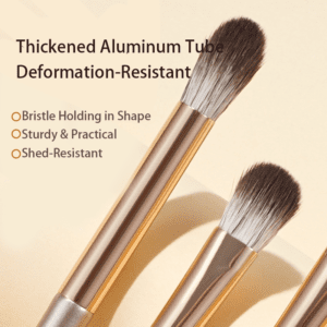 Complete 15-piece makeup brush set with natural hair bristles, including eyeshadow, crease, blending, angled eyebrow, and eyelash brushes for professional eye makeup application.