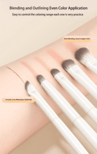 Professional 8-piece makeup brush set with ultra-soft synthetic bristles, including eyeshadow, blending, highlighter, crease, eyeliner, and angled detail brushes for precise makeup application.