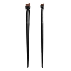 Professional angled makeup brush with slim black handle and synthetic bristles, designed for nose contouring, eyeliner detailing, and precision eye shadow blending.