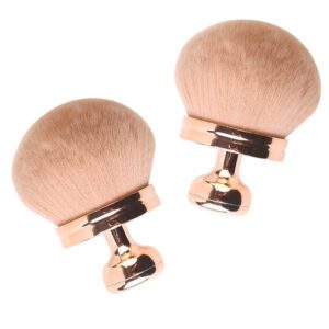 Large kabuki makeup brush with ultra-soft synthetic bristles and a rose gold handle, designed for self tanner, body makeup, bronzer, powder, and blending applications.
