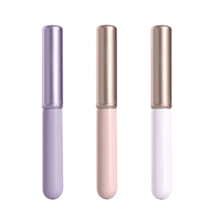 Portable lip brush with protective cap, synthetic bristles, and compact handle, designed for lipstick application, concealer touch-ups, and travel makeup use.