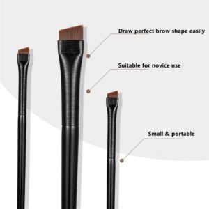 Professional angled makeup brush with slim black handle and synthetic bristles, designed for nose contouring, eyeliner detailing, and precision eye shadow blending.