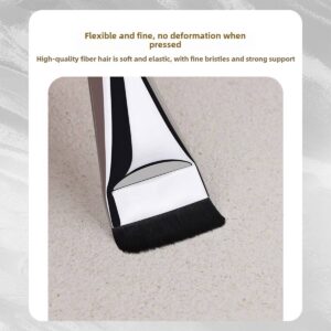 Professional flat foundation brush with ultra-thin dense synthetic bristles and silver handle, designed for seamless liquid foundation, contouring, and precise face makeup application.