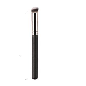 Professional makeup brush with synthetic bristles, wooden handle, and aluminum ferrule, suitable for lip gloss application, concealer blending, and private label cosmetic brands.