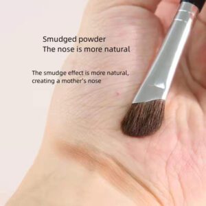 Reusable makeup brush with angled synthetic bristles, black handle, and aluminum ferrule, designed for eyelash application, eyeliner detailing, and precision beauty routines.