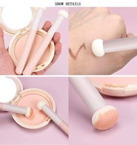 Portable concealer brush with soft mushroom sponge applicator and pink ABS handle, designed for blending concealer, lipstick, foundation, and cream cosmetics.