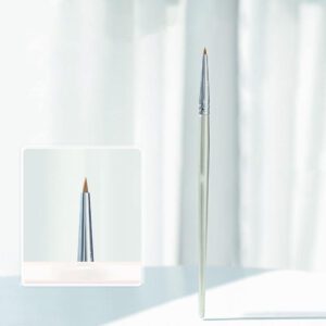 Professional fine-tip eyeliner and eyebrow brush with silver handle and synthetic bristles, designed for detailed eye makeup, brow shaping, and cosmetic precision work.