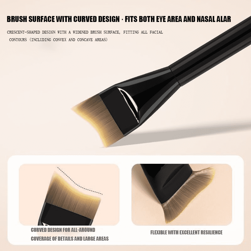 Professional tongue shaped foundation brush with soft synthetic bristles and black handle, designed for liquid foundation, facial masks, skincare products, and smooth face coverage.