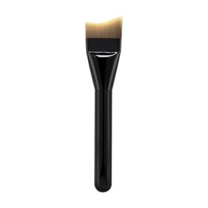 Professional tongue shaped foundation brush with soft synthetic bristles and black handle, designed for liquid foundation, facial masks, skincare products, and smooth face coverage.