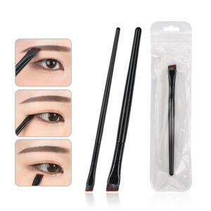 Professional angled makeup brush with slim black handle and synthetic bristles, designed for nose contouring, eyeliner detailing, and precision eye shadow blending.