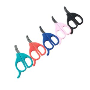 Colorful pet nail clippers for cats, dogs, rabbits, and small animals with sharp carbon steel blades and ergonomic handles.