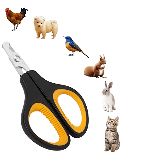 Black and yellow stainless steel pet nail clipper with anti-slip handle for safe grooming of cats and dogs.