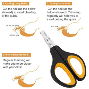 Black and yellow stainless steel pet nail clipper with anti-slip handle for safe grooming of cats and dogs.