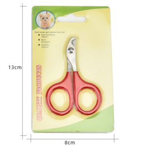 Colorful stainless steel pet nail clippers with non-slip handles for safe cat nail trimming and pet grooming.