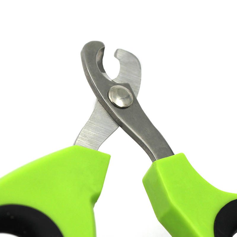 Green-handled stainless steel pet nail clipper for cats and dogs with anti-slip grip, safe and precise trimming tool