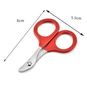 Colorful stainless steel pet nail clippers with non-slip handles for safe cat nail trimming and pet grooming.