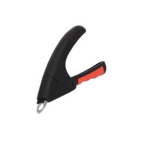 Non-slip pet nail clipper for dogs and cats, featuring ergonomic handle and sharp stainless steel cutting blades for safe claw trimming.