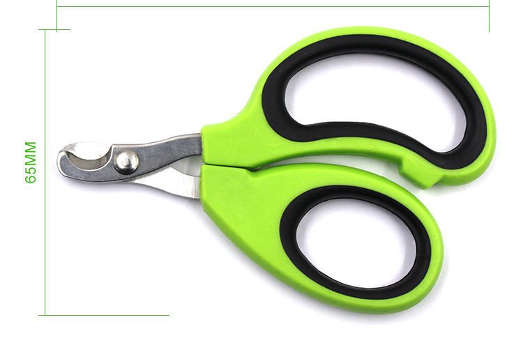 Green-handled stainless steel pet nail clipper for cats and dogs with anti-slip grip, safe and precise trimming tool