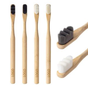 Eco-friendly bamboo toothbrushes with ultra-soft BPA-free bristles, designed for adults and sustainable daily oral care, featuring natural bamboo handles and custom logo printing