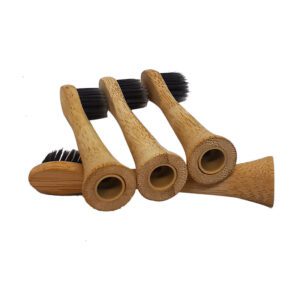 Set of natural bamboo toothbrush replacement heads with boar bristles, suitable for eco-friendly adult oral care and sustainable hygiene