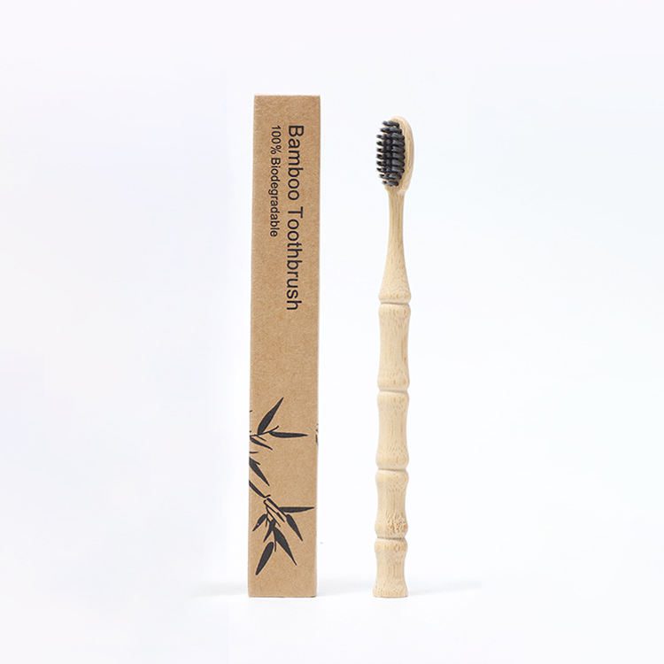 Eco-friendly bamboo toothbrush with ultra-soft million nano bristles, biodegradable handle, suitable for adults and customizable for private label branding