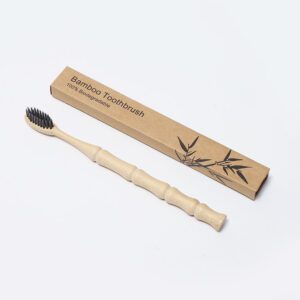 Eco-friendly bamboo toothbrush with ultra-soft million nano bristles, biodegradable handle, suitable for adults and customizable for private label branding