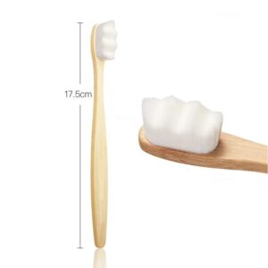 Bamboo toothbrush with ultra-fine million nano bristles and eco-friendly kraft paper packaging, designed for gentle adult oral care, sensitive gums, and travel use