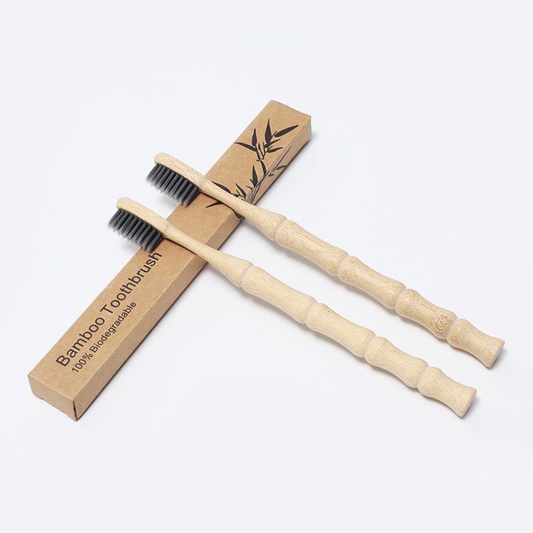 Eco-friendly bamboo toothbrush with ultra-soft million nano bristles, biodegradable handle, suitable for adults and customizable for private label branding