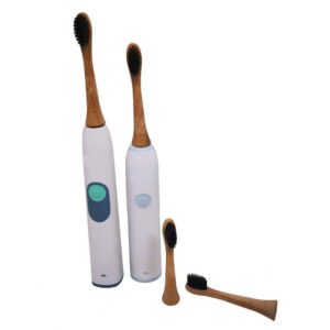 Set of natural bamboo toothbrush replacement heads with boar bristles, suitable for eco-friendly adult oral care and sustainable hygiene