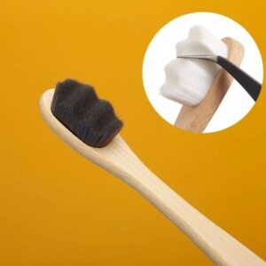 Bamboo toothbrush with ultra-fine million nano bristles and eco-friendly kraft paper packaging, designed for gentle adult oral care, sensitive gums, and travel use