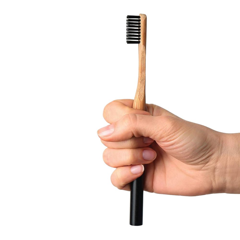 Set of eco-friendly bamboo toothbrushes with medium nylon bristles, customizable with logo and packaging, ideal for adult home use and bulk wholesale orders